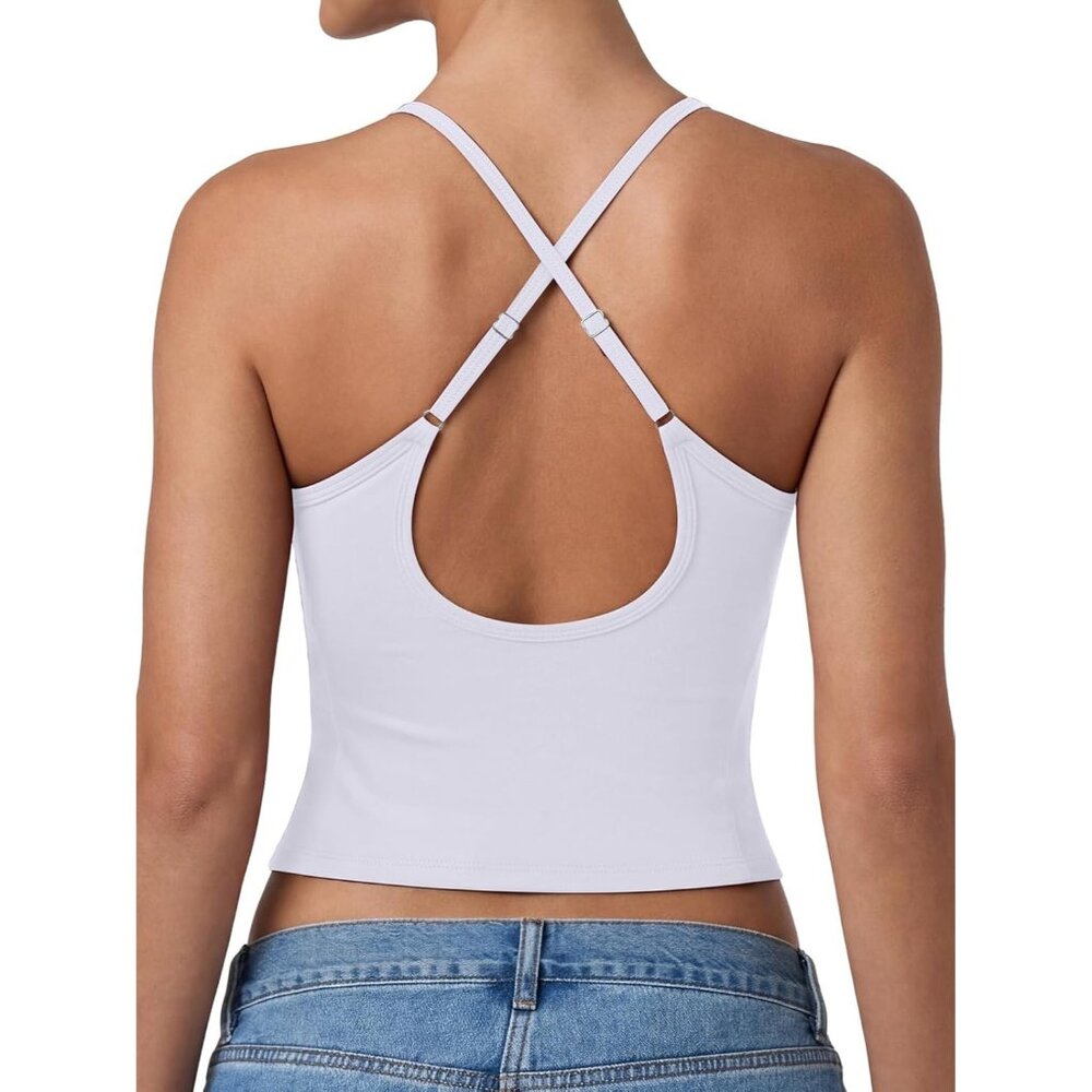 Women's Tank Top White Backless Sleeveless Halter Neck Classic Summer Comfort